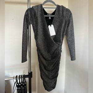 Leith Long Sleeve Silver Glitter Dress- New With Tags Small